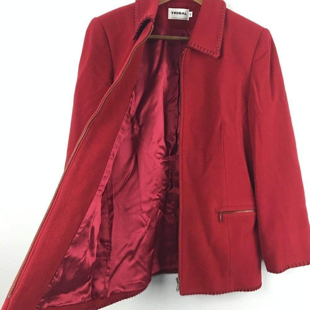 Tribal Women’s Wool Blend Red Coat Size 8 - Picture 10 of 14